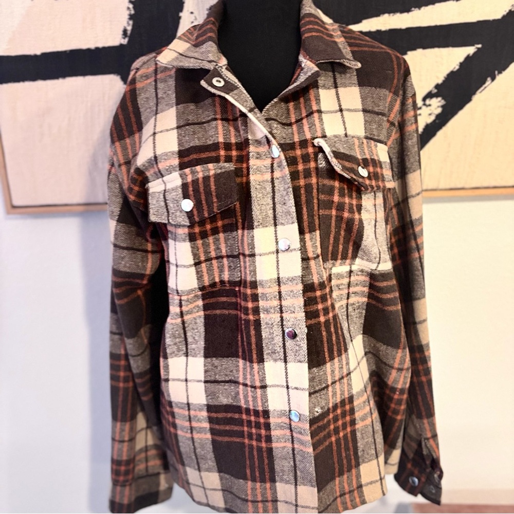 Plaid Button-Up Shirt Jacket